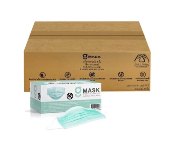 ขายยกลัง 20 กล่อง " G Mask " ยกลัง 20 กล่อง " G Lucky Mask หน้ากากอนามัย 50 ชิ้น/กล่อง สีเขียว