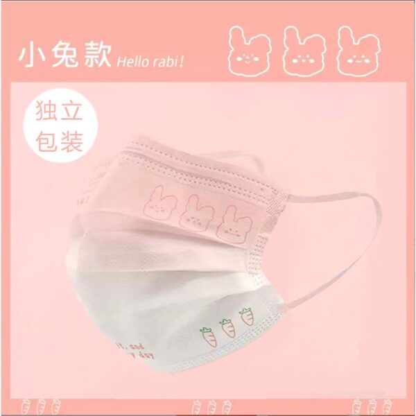 หน้ากากอนามัย ลายการ์ตูนน่ารัก สําหรับผู้ใหญ่ 3PLDISPOSABLMASK 50 ชิ้น สีชมพู