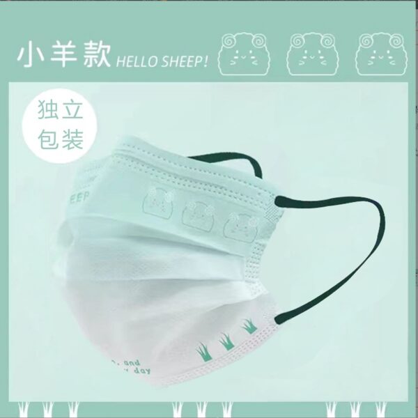 หน้ากากอนามัย ลายการ์ตูนน่ารัก สําหรับผู้ใหญ่ 3PLDISPOSABLMASK 50 ชิ้น สีเขียว