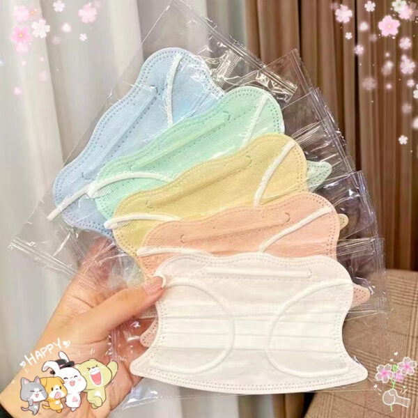 50 ชิ้นไล่โทนสีหน้ากากเด็กหน้ากากรูปตัววี  3 ชั้น สามมิติป้องกันการ์ตูนหน้ากาก